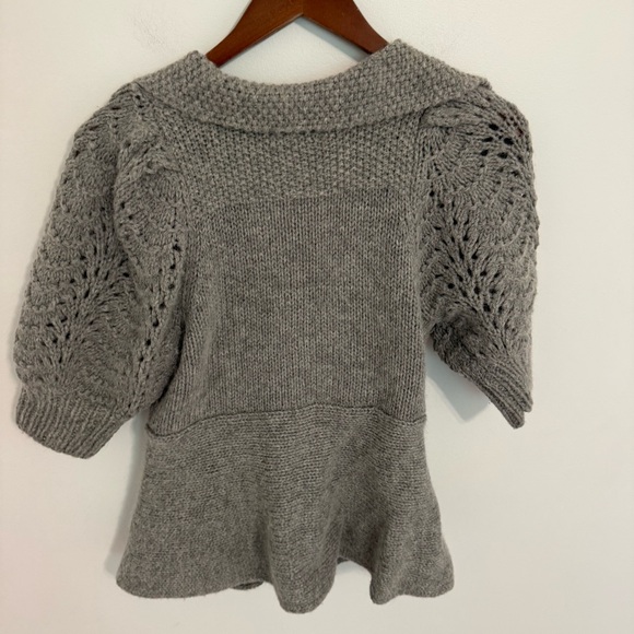 Anthropologie Charlie & Robin Wool Blend Puff Sleeve Floral Button Cardigan - Picture 4 of 8